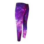 Purple Bursting Galaxy Space Print Men's Compression Pants