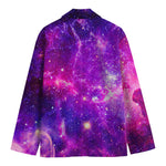Purple Bursting Galaxy Space Print Men's Cotton Blazer