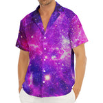 Purple Bursting Galaxy Space Print Men's Deep V-Neck Shirt