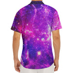 Purple Bursting Galaxy Space Print Men's Deep V-Neck Shirt