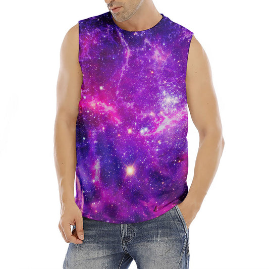 Purple Bursting Galaxy Space Print Men's Fitness Tank Top