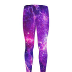 Purple Bursting Galaxy Space Print Men's leggings