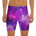 Purple Bursting Galaxy Space Print Men's Long Boxer Briefs