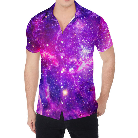 Purple Bursting Galaxy Space Print Men's Shirt