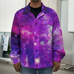 Purple Bursting Galaxy Space Print Men's Shirt Jacket