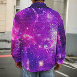 Purple Bursting Galaxy Space Print Men's Shirt Jacket