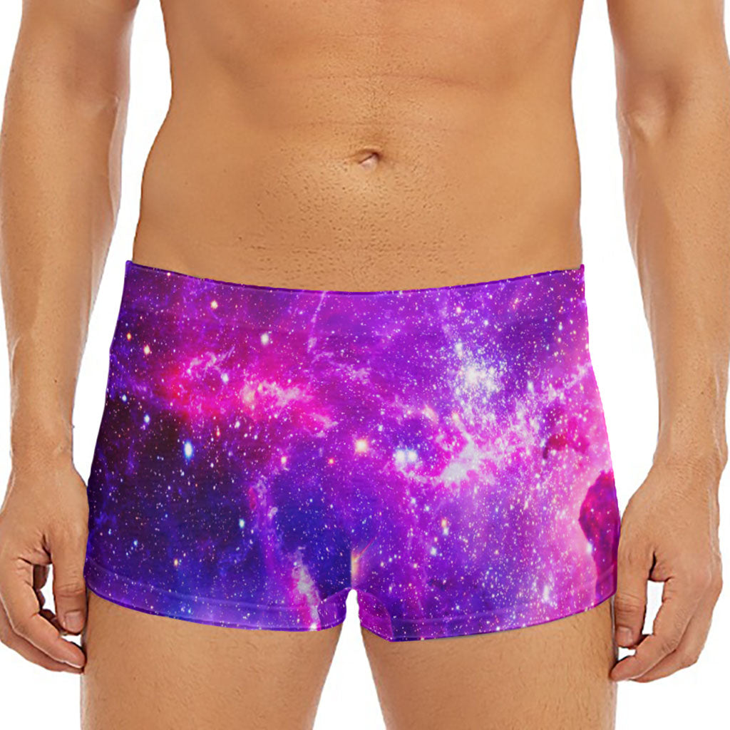Purple Bursting Galaxy Space Print Men's Short Boxer Briefs