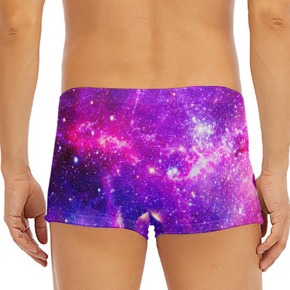 Purple Bursting Galaxy Space Print Men's Short Boxer Briefs