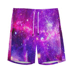 Purple Bursting Galaxy Space Print Men's Sports Shorts