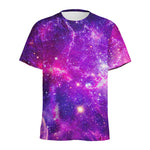 Purple Bursting Galaxy Space Print Men's Sports T-Shirt