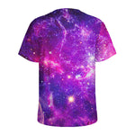 Purple Bursting Galaxy Space Print Men's Sports T-Shirt