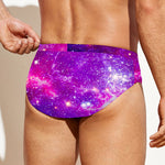 Purple Bursting Galaxy Space Print Men's Swim Briefs
