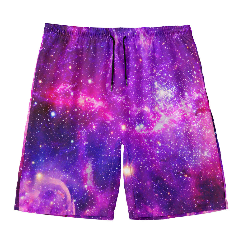 Purple Bursting Galaxy Space Print Men's Swim Trunks