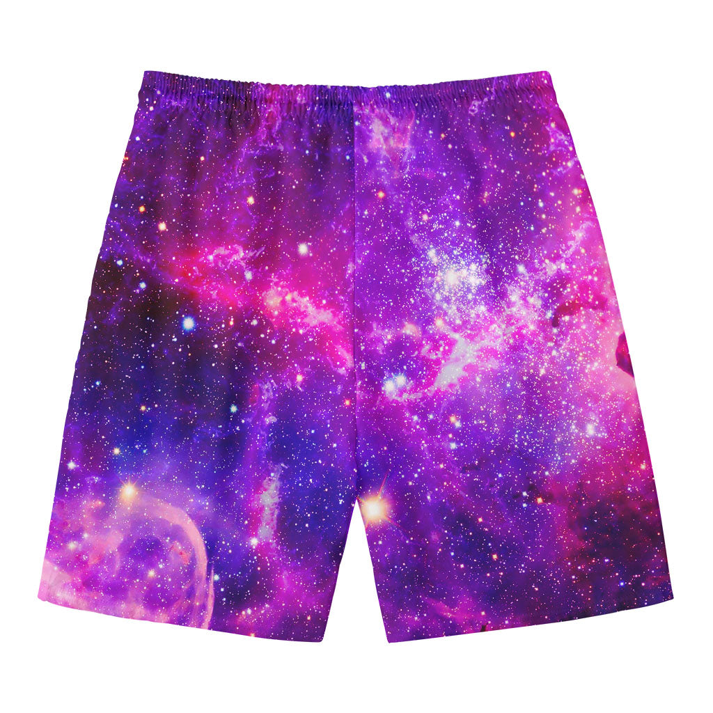 Purple Bursting Galaxy Space Print Men's Swim Trunks