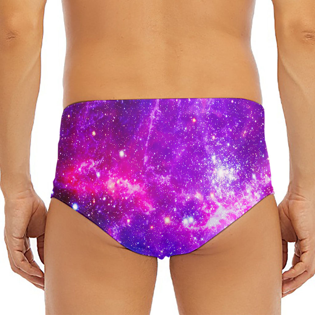 Purple Bursting Galaxy Space Print Men's Triangle Swim Briefs