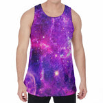 Purple Bursting Galaxy Space Print Men's Velvet Tank Top