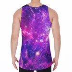 Purple Bursting Galaxy Space Print Men's Velvet Tank Top