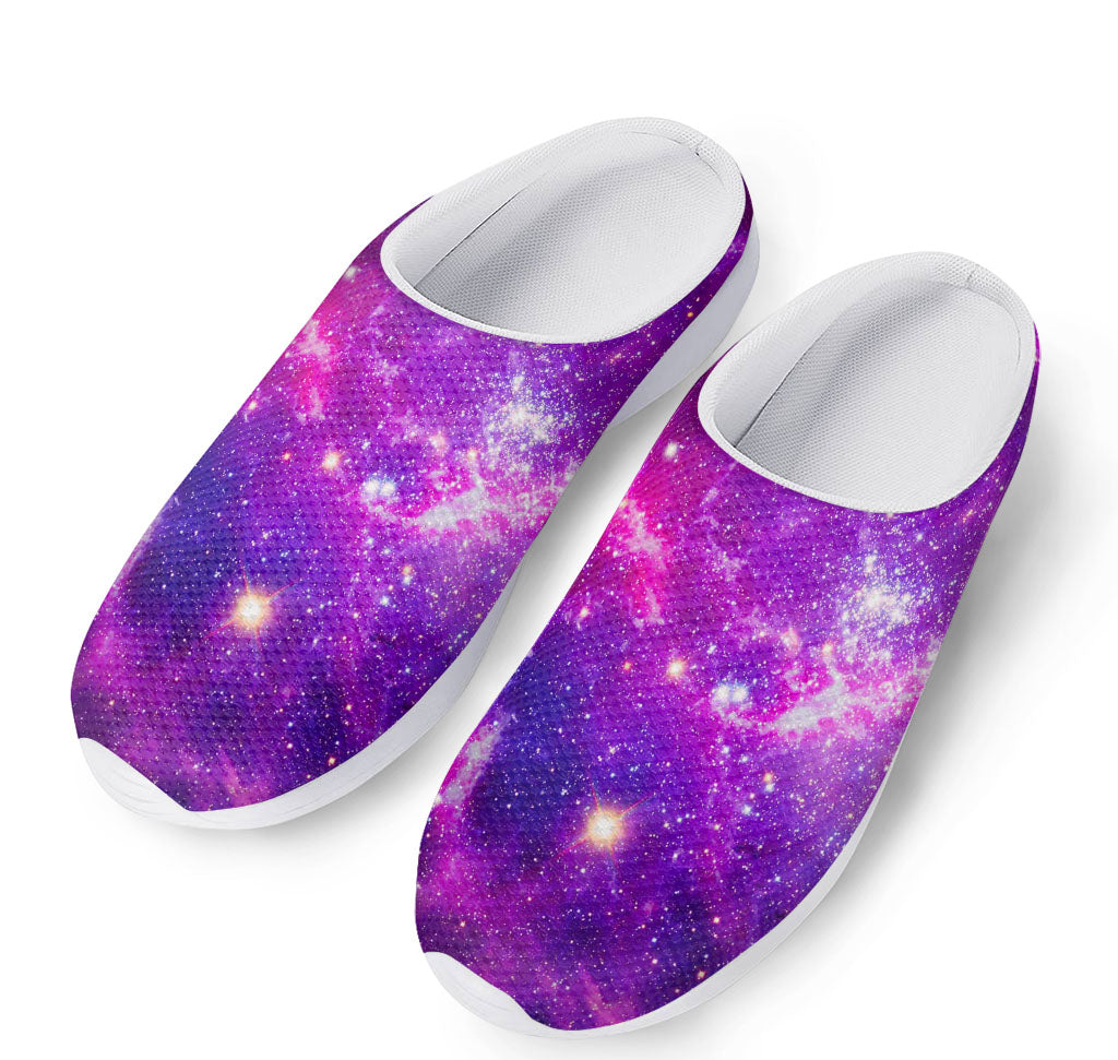 Purple Bursting Galaxy Space Print Mesh Casual Shoes