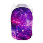 Purple Bursting Galaxy Space Print Mesh Laundry Hamper