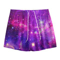 Purple Bursting Galaxy Space Print Mesh Shorts