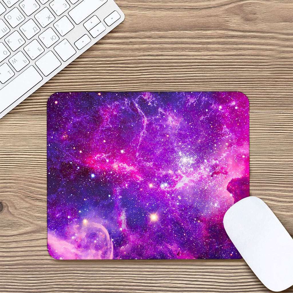 Purple Bursting Galaxy Space Print Mouse Pad