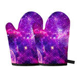Purple Bursting Galaxy Space Print Oven Mitts
