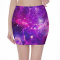 Purple Bursting Galaxy Space Print Pencil Mini Skirt