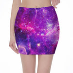 Purple Bursting Galaxy Space Print Pencil Mini Skirt