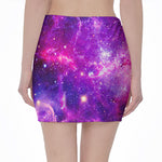 Purple Bursting Galaxy Space Print Pencil Mini Skirt