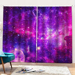Purple Bursting Galaxy Space Print Pencil Pleat Curtains
