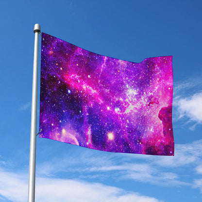 Purple Bursting Galaxy Space Print Polyester Flag