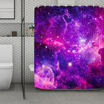 Purple Bursting Galaxy Space Print Polyester Shower Curtain