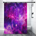 Purple Bursting Galaxy Space Print Premium Shower Curtain