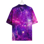 Purple Bursting Galaxy Space Print Rayon Hawaiian Shirt