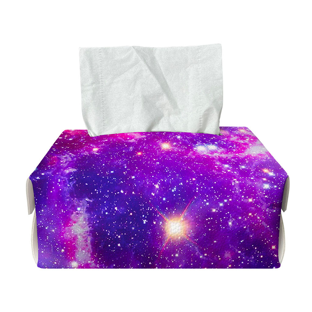 Purple Bursting Galaxy Space Print Rectangle Tissue Box Cover