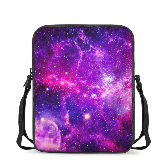 Purple Bursting Galaxy Space Print Rectangular Crossbody Bag