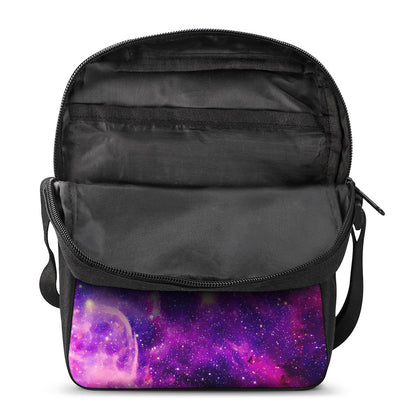 Purple Bursting Galaxy Space Print Rectangular Crossbody Bag