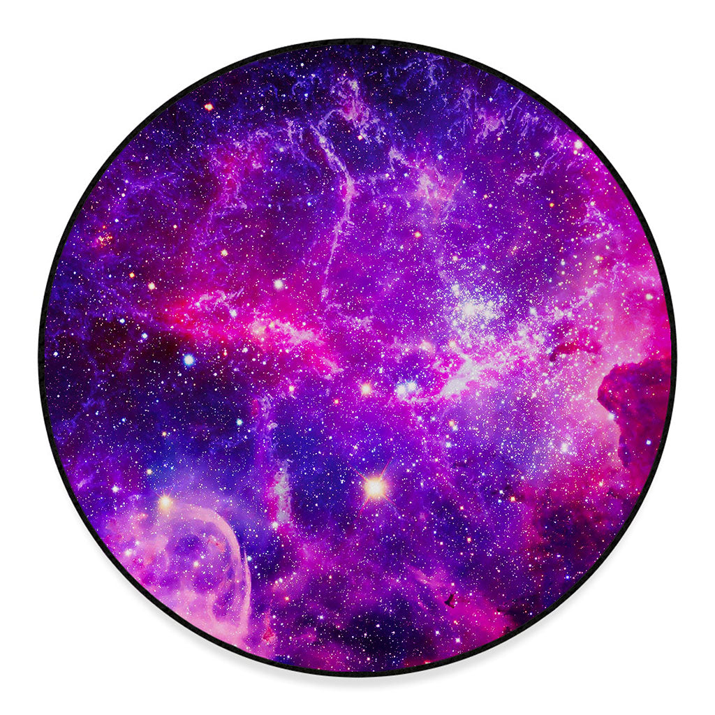 Purple Bursting Galaxy Space Print Round Floor Mat