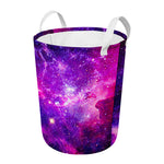 Purple Bursting Galaxy Space Print Round Laundry Basket
