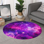 Purple Bursting Galaxy Space Print Round Rug