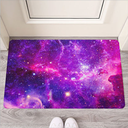 Purple Bursting Galaxy Space Print Rubber Doormat