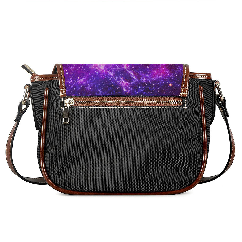Purple Bursting Galaxy Space Print Saddle Bag