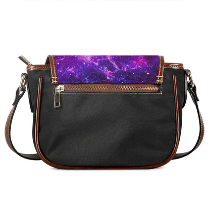 Purple Bursting Galaxy Space Print Saddle Bag