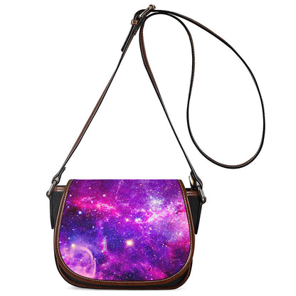 Purple Bursting Galaxy Space Print Saddle Bag