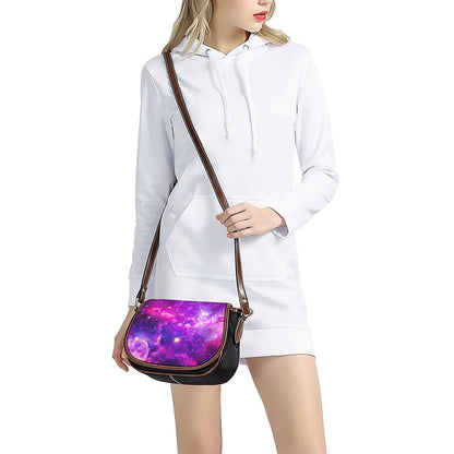 Purple Bursting Galaxy Space Print Saddle Bag