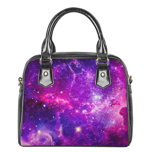 Purple Bursting Galaxy Space Print Shoulder Handbag