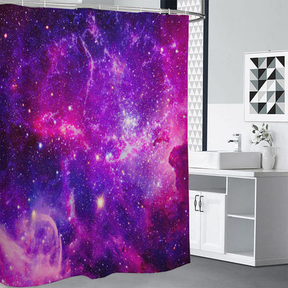 Purple Bursting Galaxy Space Print Shower Curtain