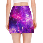 Purple Bursting Galaxy Space Print Side Slit Mini Skirt