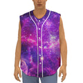 Purple Bursting Galaxy Space Print Sleeveless Baseball Jersey