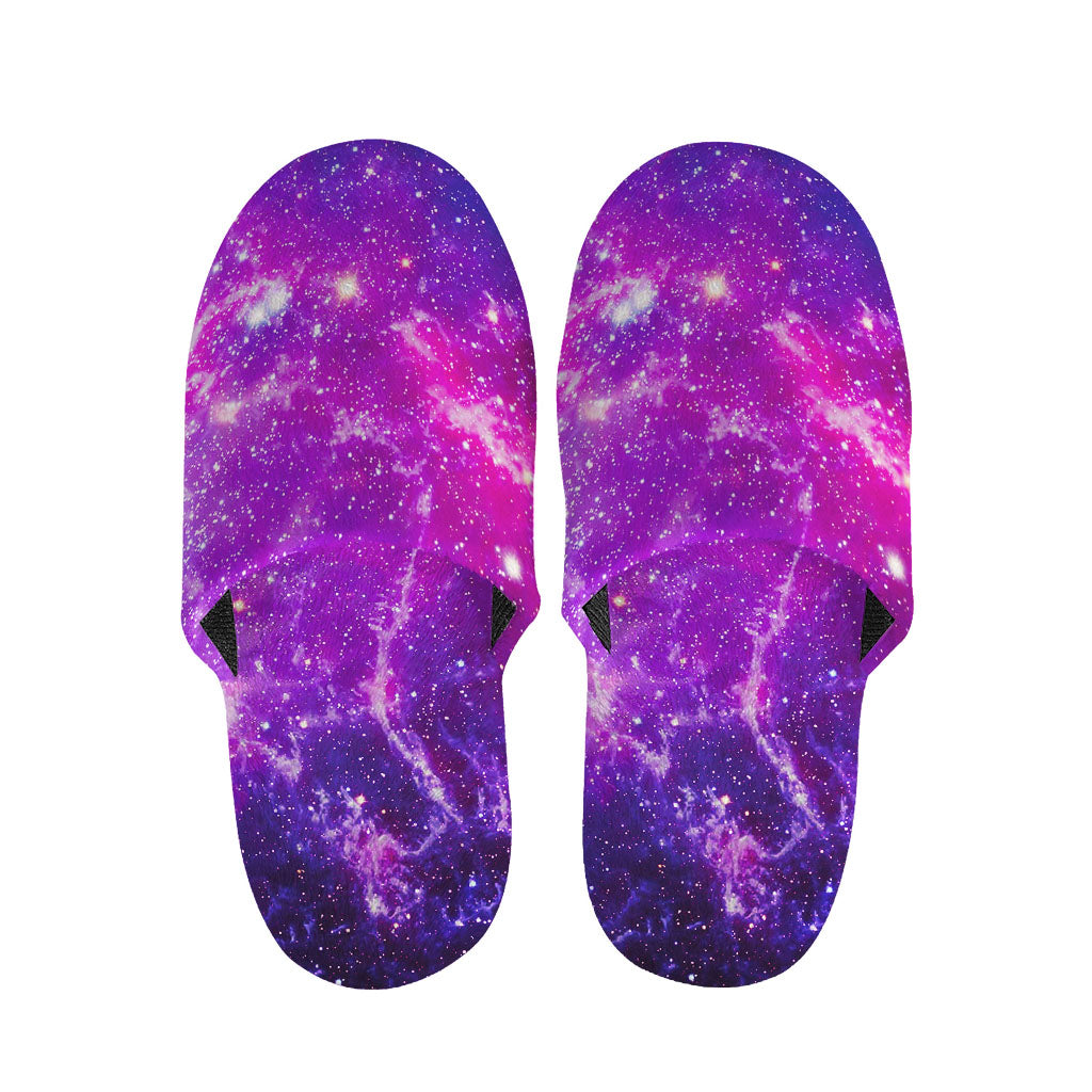 Purple Bursting Galaxy Space Print Slippers